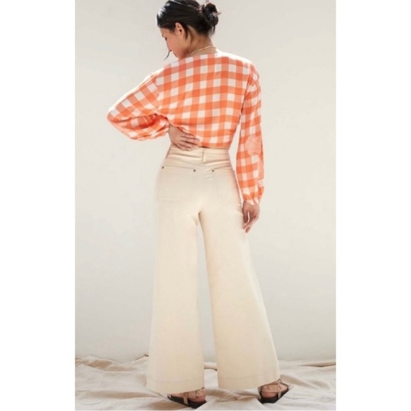 Maeve Jada Wide Leg Jeans Anthropologie 30 Cream Denim Casual Minimalist Classic - Picture 3 of 13